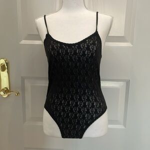 Lady Cameo Black See Through Lace Teddy. Medium. Vintage. Y2K